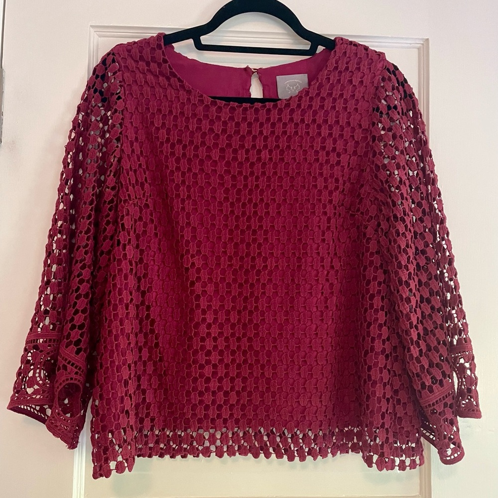 Anthropologie / VanessaVirginia Burgandy Top